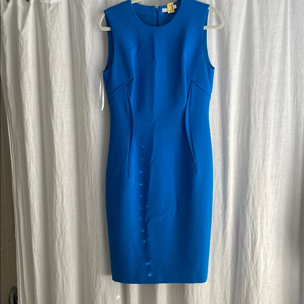 Versace Blue Sleeveless Sheath Midi Dress